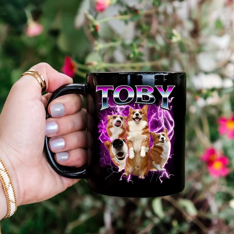 Custom Pet Mug, Using Pet Photo + Name, Custom Photo Vintage 90s
