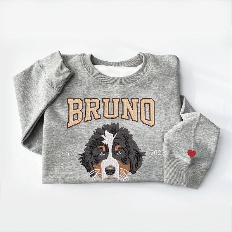Custom Pet Face Embroidered Sweatshirt From Photo- Christmas Gift For Pet Lovers