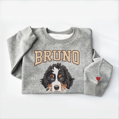 Custom Pet Face Embroidered Sweatshirt From Photo- Christmas Gift For Pet Lovers