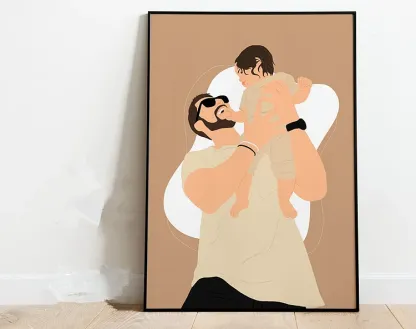 Custom Family Photo Wall Art, Personalized Dad Portrait Print, Fathers Day Gift