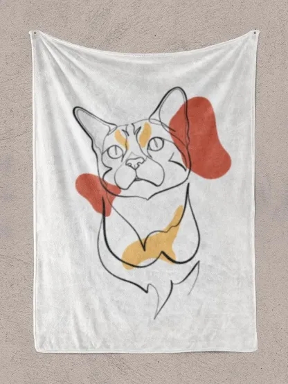 Custom Pet Line Art Blanket