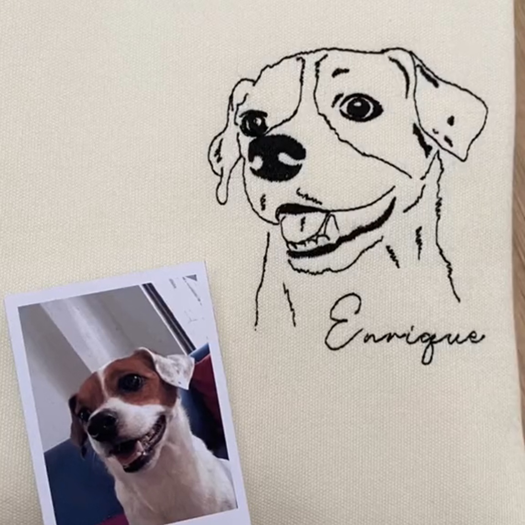 Custom Pet Portrait Sweatshirt - Artistic Outline Embroidery