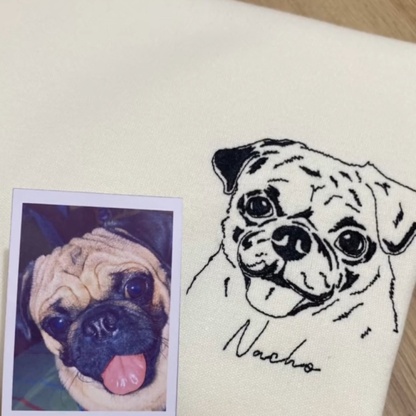 Custom Pet Portrait Sweatshirt - Artistic Outline Embroidery