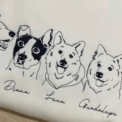 Custom Pet Portrait Sweatshirt - Artistic Outline Embroidery