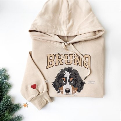 Custom Pet Face Embroidered Sweatshirt From Photo- Christmas Gift For Pet Lovers