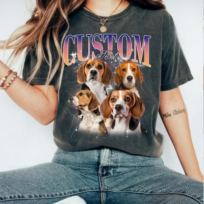 🐶🐱🐴  Custom Pet Photo Vintage Tee – Upload Your Dog, Cat, Horse & More – Must-Have Summer Fashion for Pet Lovers!