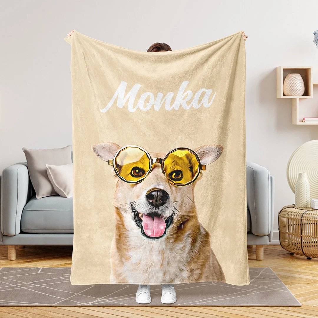 Custom Dog Face Blankets, Personalized Pet Photo Blanket, Fleece Dog Blankets, Customized Photo Throws, Dog Dad Gifts, Pet Lover Gifts