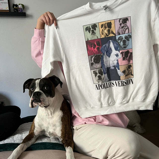 Custom Eras Tour Pet Shirt - Personalized Dog Crewneck with Custom Text and Photo