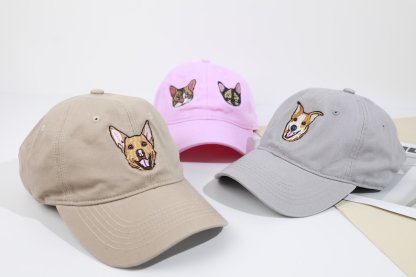 Embroidered Pet Portrait Organic Cotton Baseball Cap