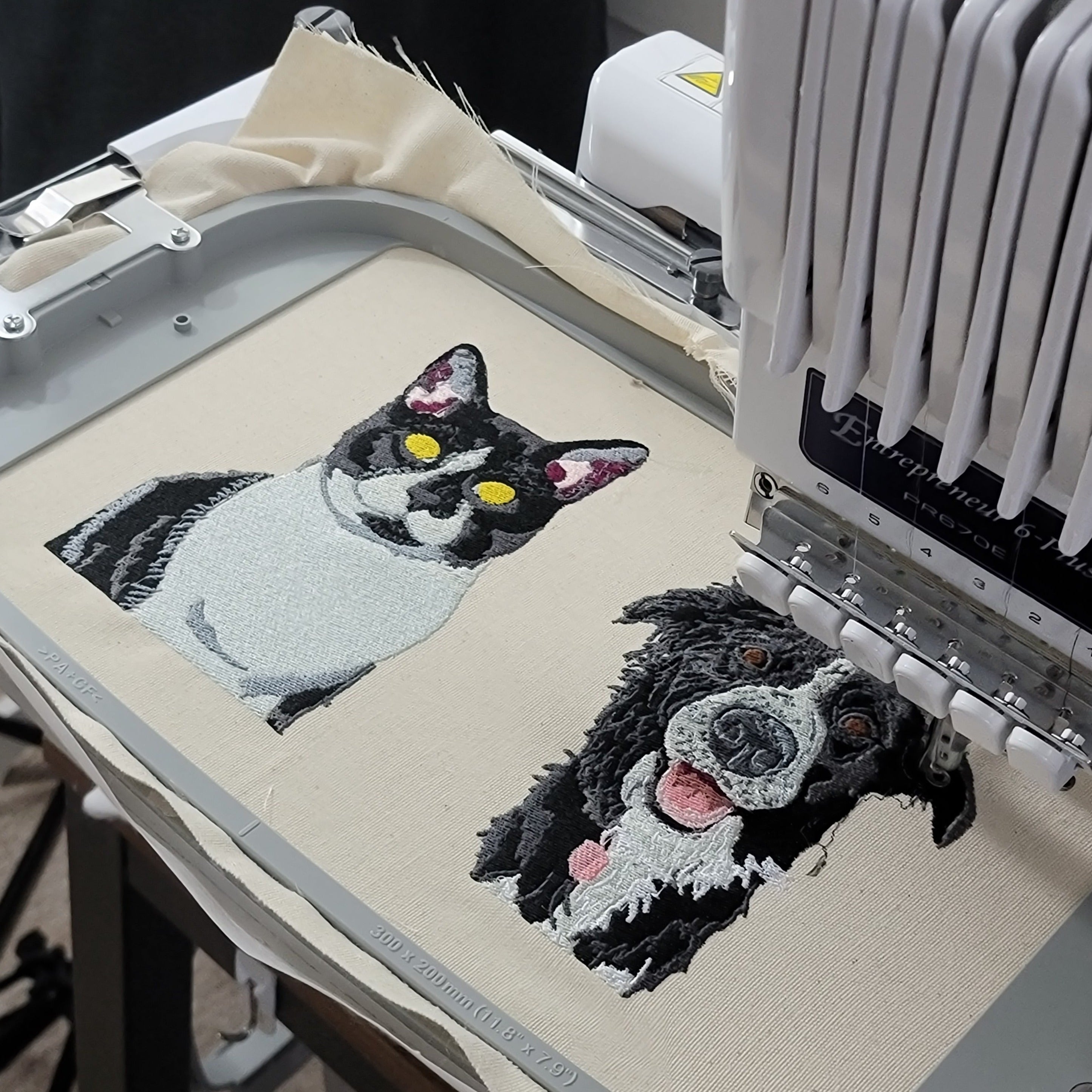 Custom Embroidered Pet Portrait On Canvas-Artloverhouse