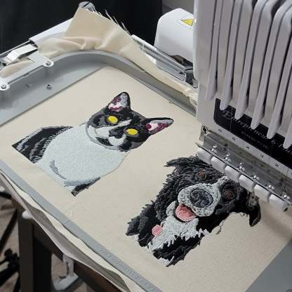 Custom Embroidered Pet Portrait On Canvas-Artloverhouse