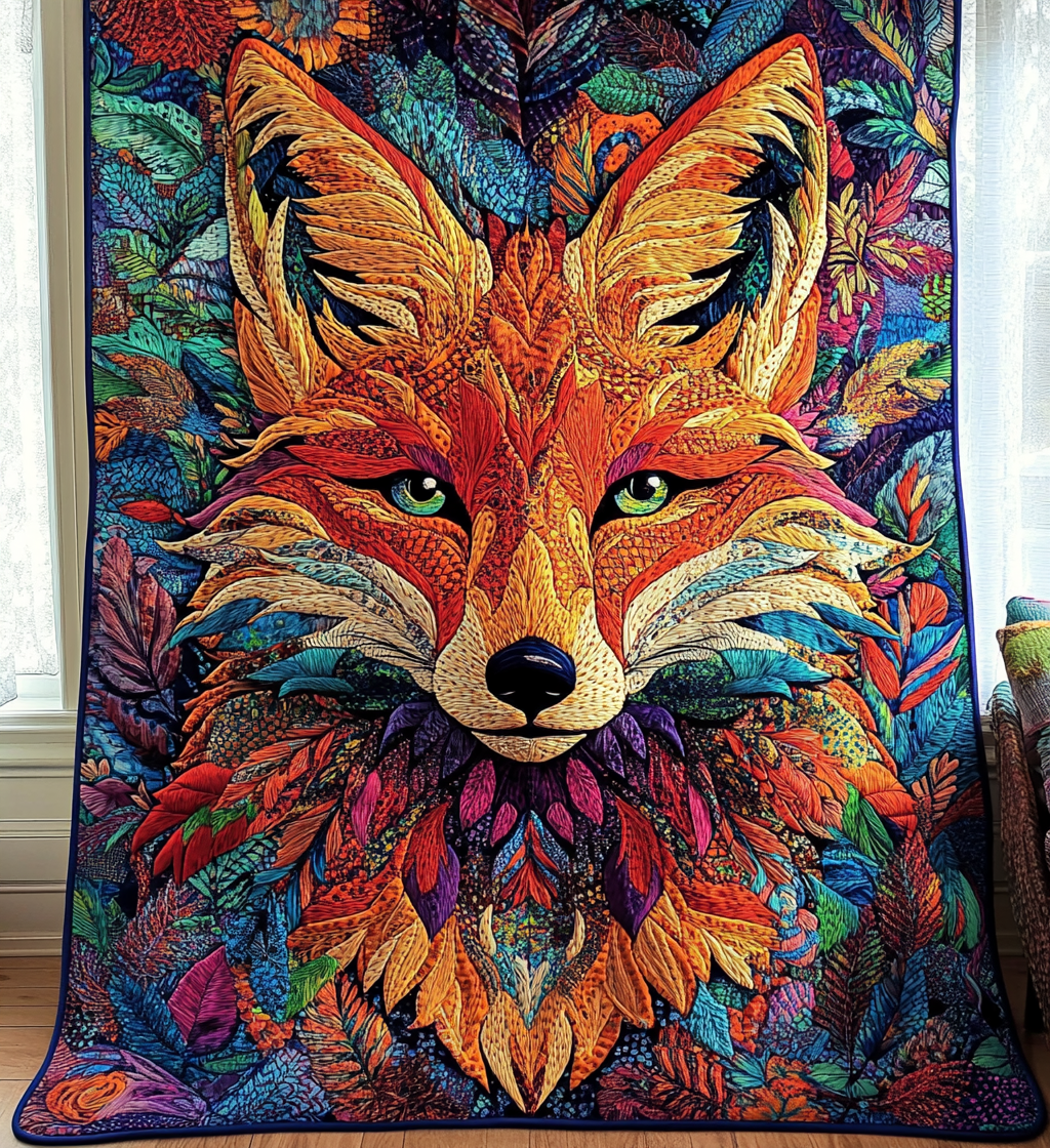Abstract Fox Quilted Blanket
