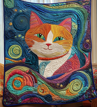 Abstract Kitty Quilted Blanket    