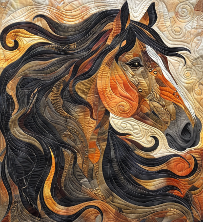 Abstract Horse Quilted Blanket    