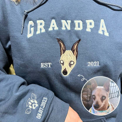 Custom Embroidered Sweatshirt With Pet Portrait