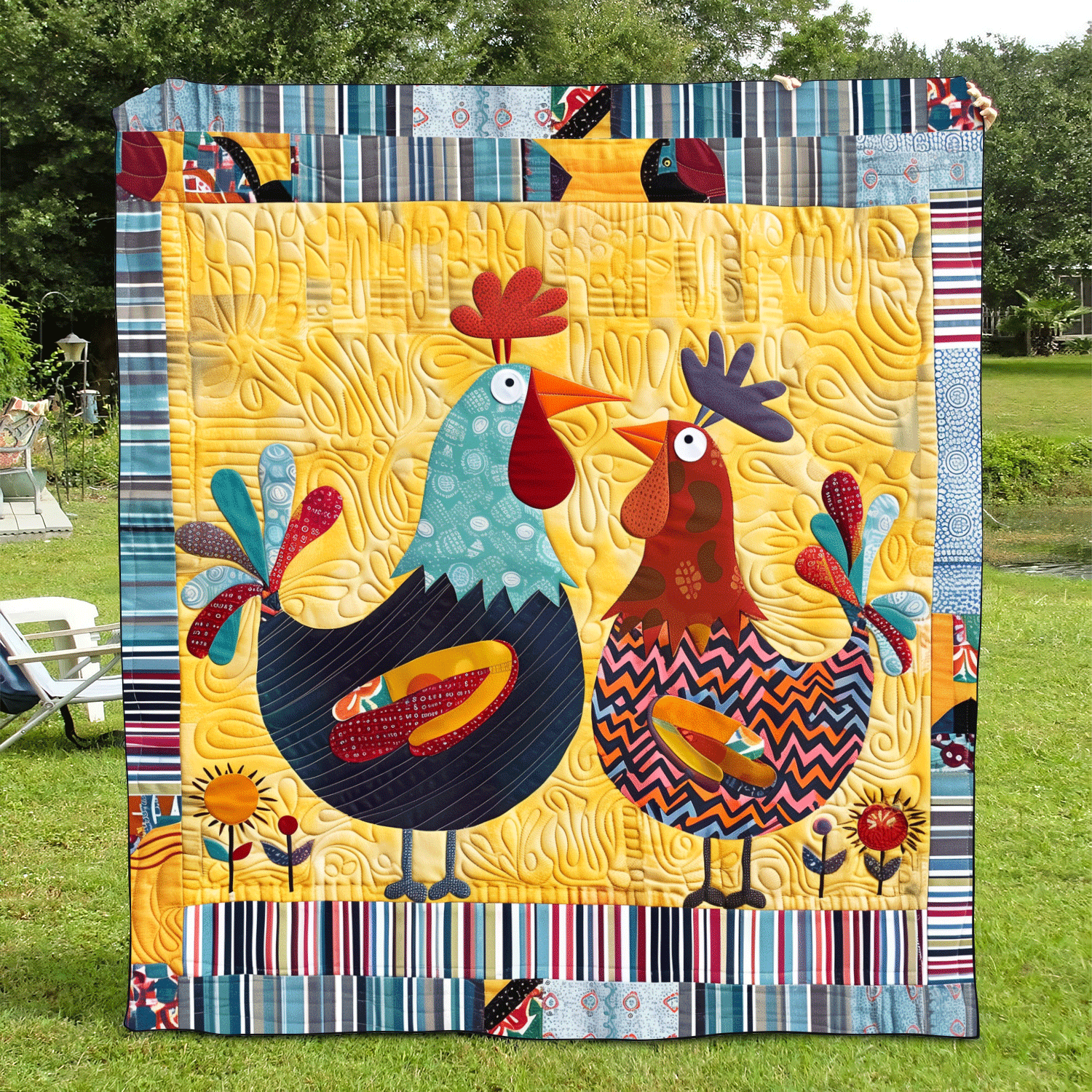 Barnyard Couple Quilted Blanket