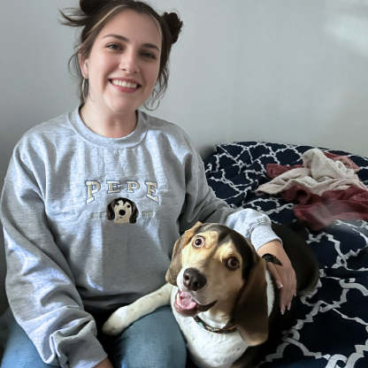 Custom Embroidered Sweatshirt With Pet Portrait