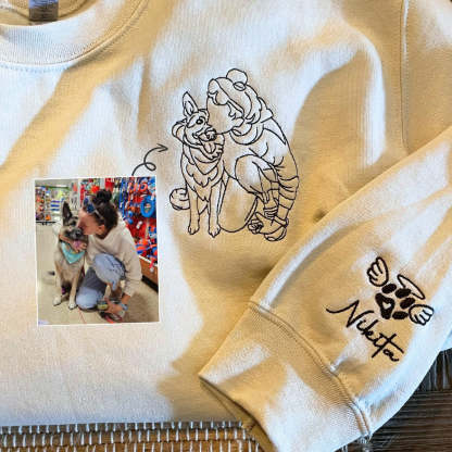 Custom Pet Portrait Embroidered Hoodie Using Pet Photo