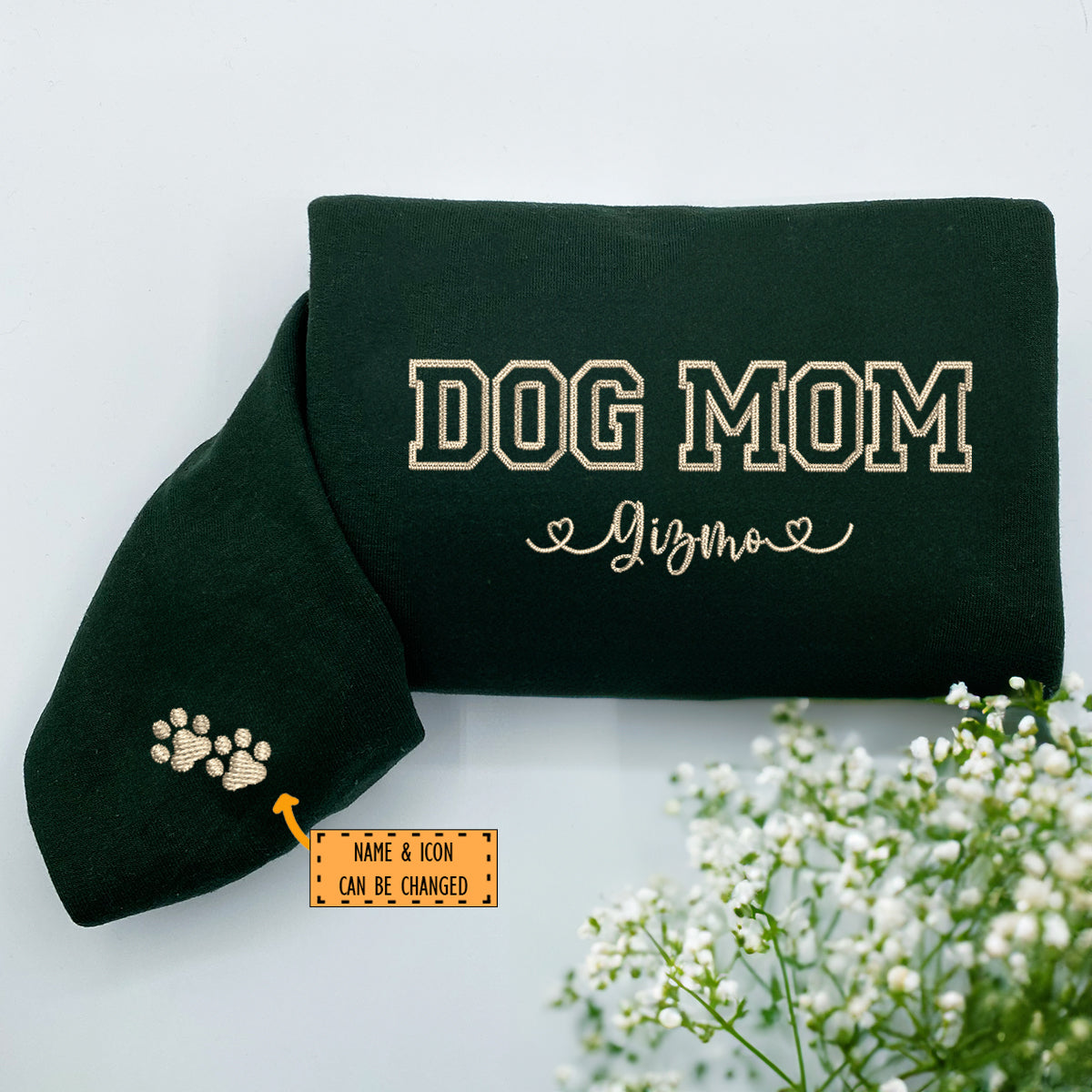 Custom Embroidered Dog Mom with Names T-Shirt