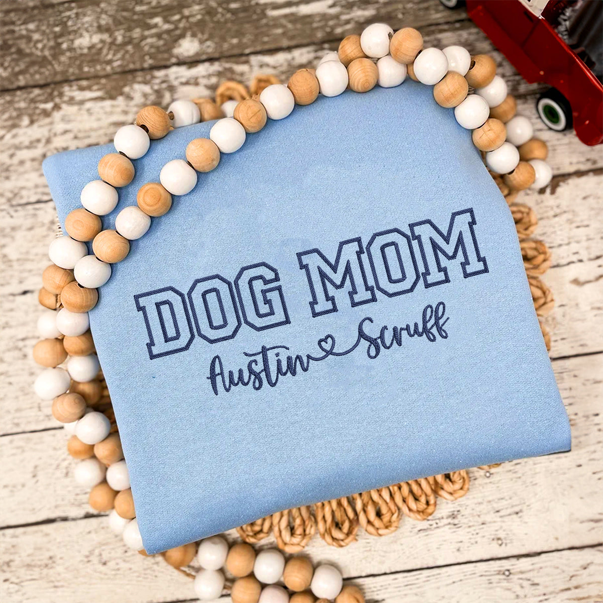 Custom Embroidered Dog Mom with Names T-Shirt