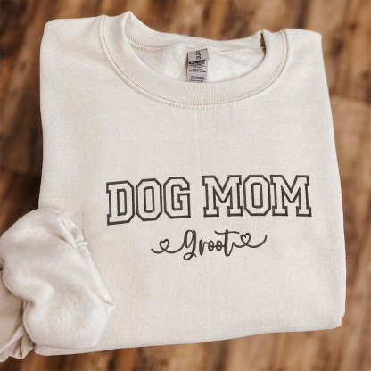 Custom Embroidered Dog Mom with Names T-Shirt