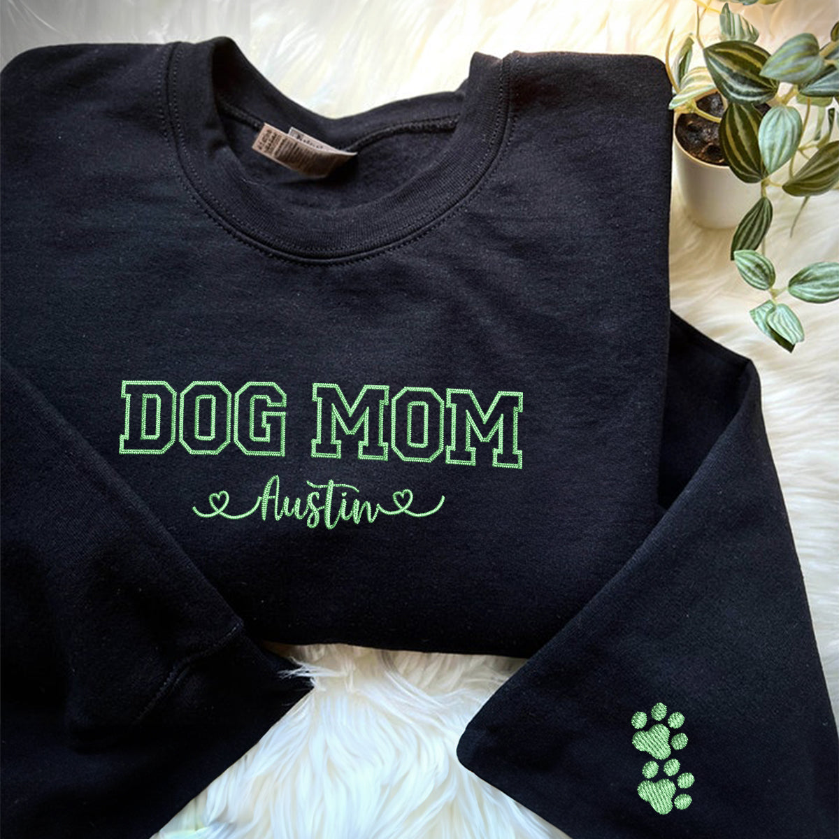 Custom Embroidered Dog Mom with Names T-Shirt