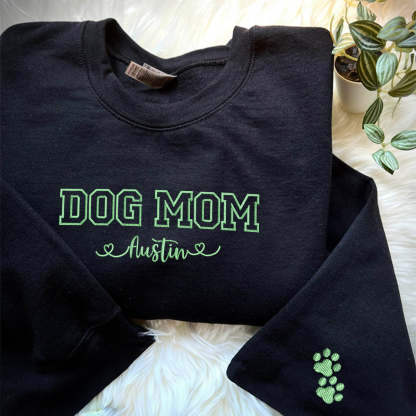 Custom Embroidered Dog Mom with Names T-Shirt