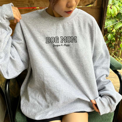 Custom Embroidered Dog Mom with Names T-Shirt