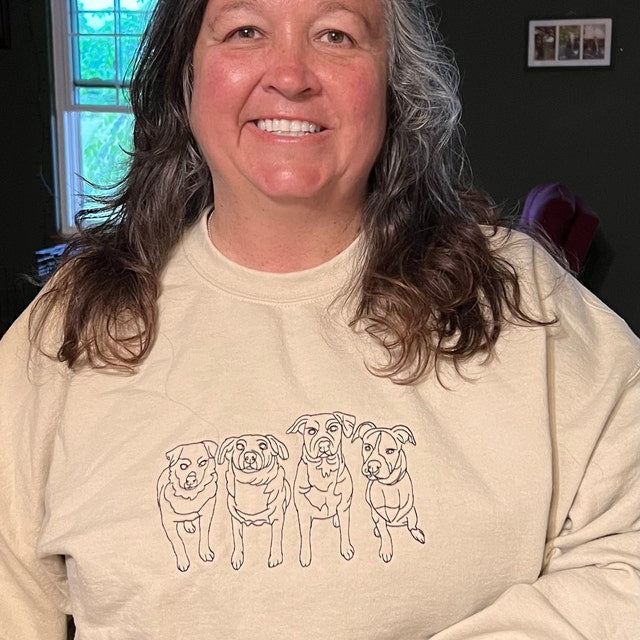 Personalized Embroidered Pet Portrait Sweatshirt for Pet Lovers