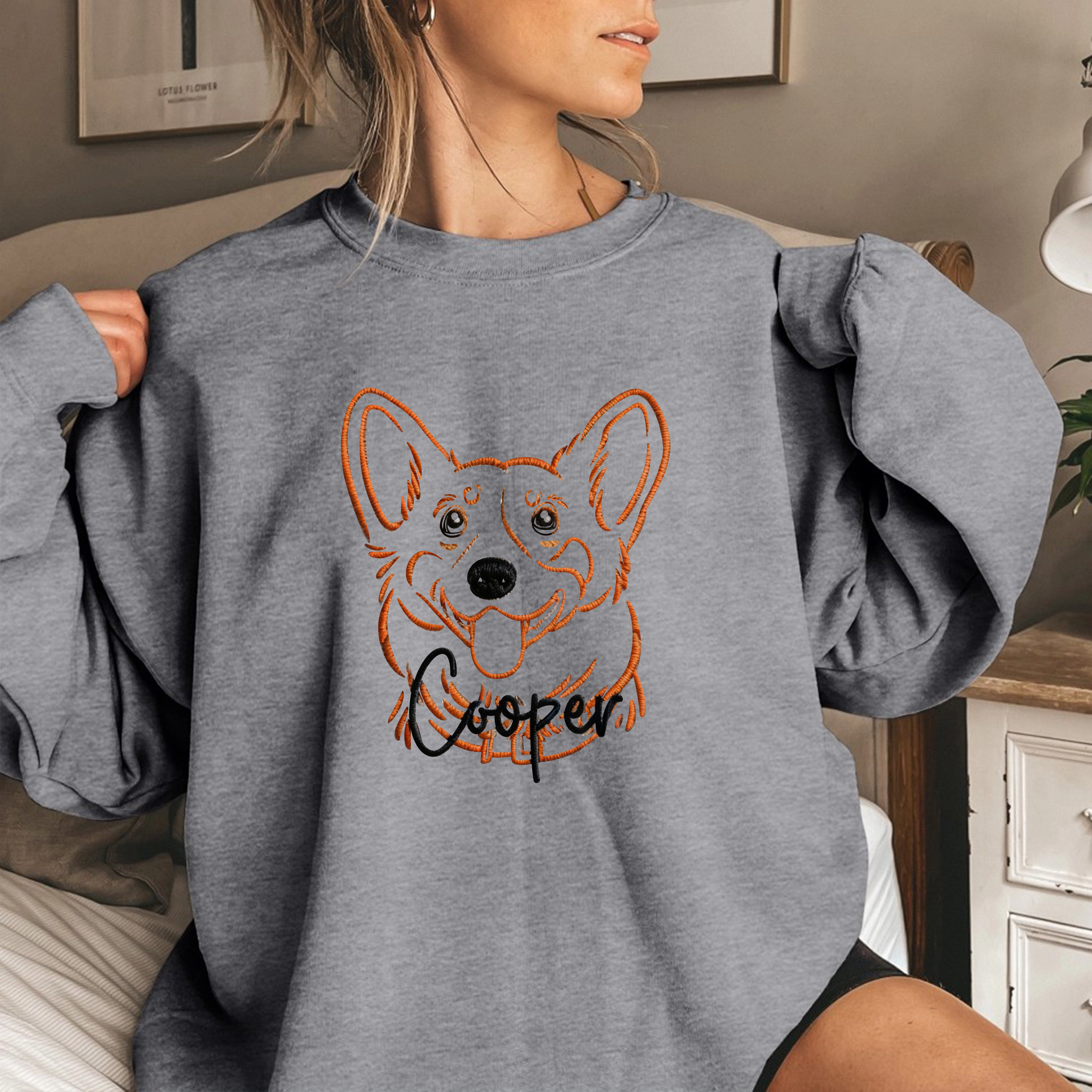 Custom Embroidered Pet Silhouette Sweatshirts With The Option To Add Your Pet's Name, Perfect Christmas Gifts For Pet Lovers