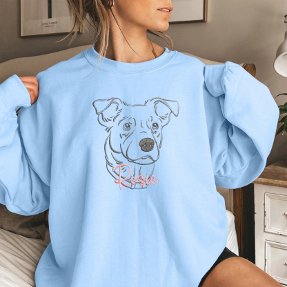 Custom Embroidered Pet Silhouette Sweatshirts With The Option To Add Your Pet's Name, Perfect Christmas Gifts For Pet Lovers