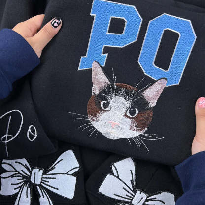 Embroidered Pet Portrait Hoodie | Custom Dog & Cat Sweatshirt