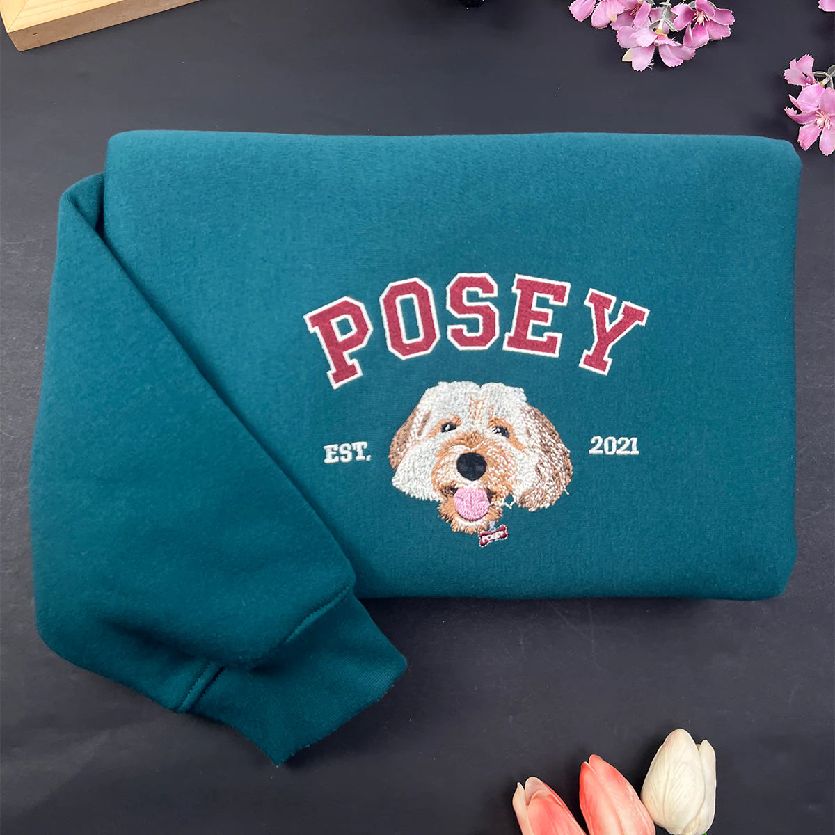 Embroidered Pet Portrait Hoodie | Custom Dog & Cat Sweatshirt