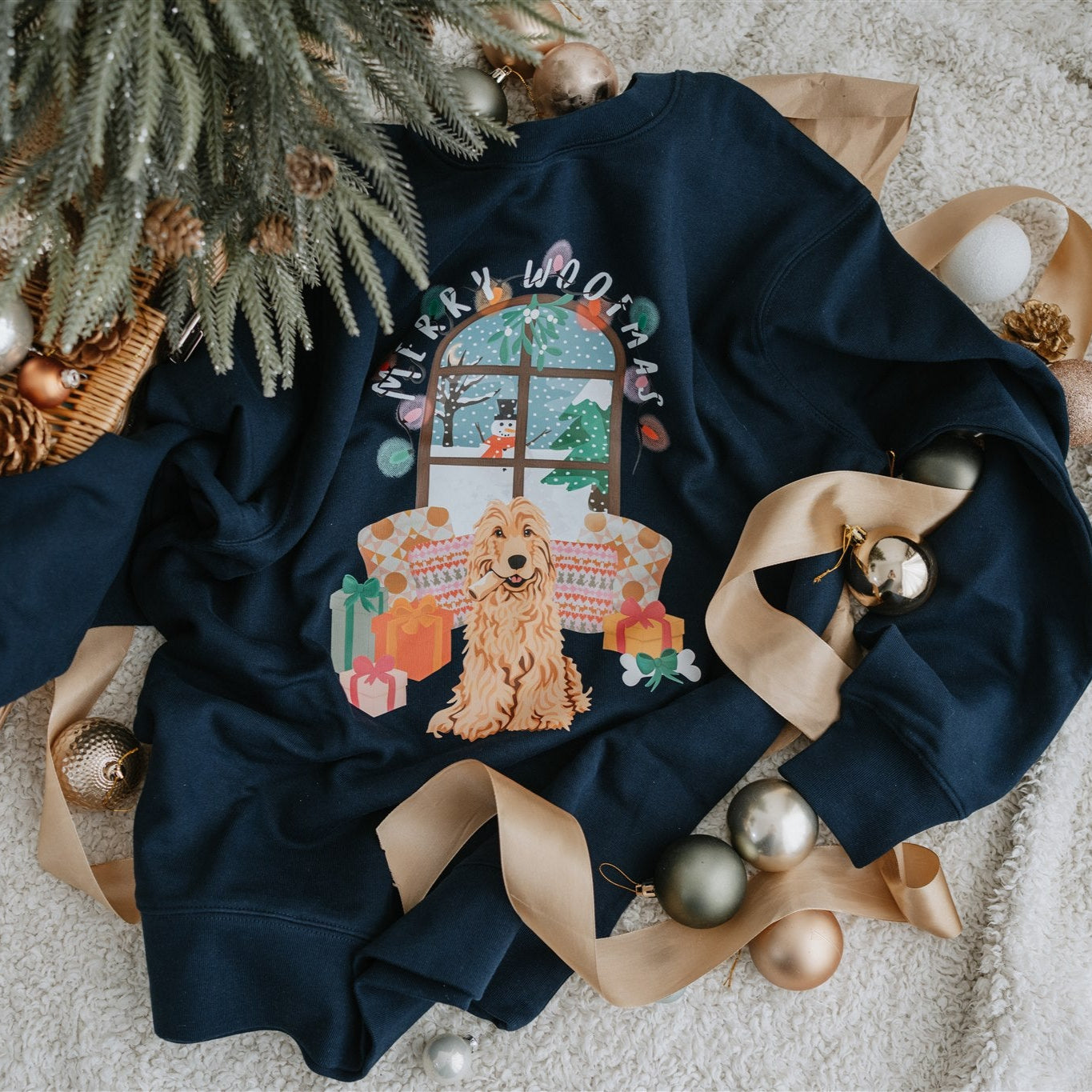 New: Personalization Printed Pet Portrait Organic Christmas Jumper!