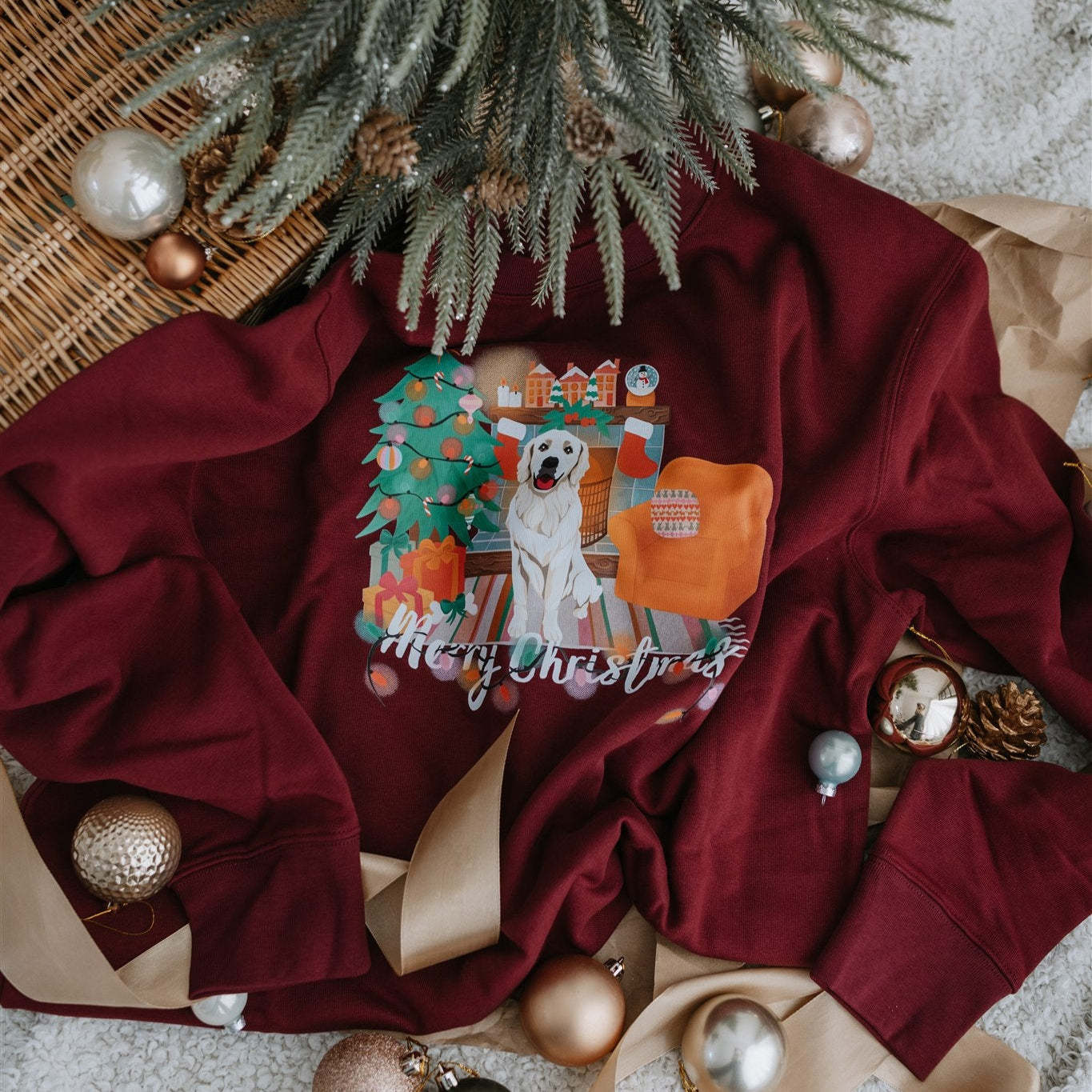 New: Personalization Printed Pet Portrait Organic Christmas Jumper!