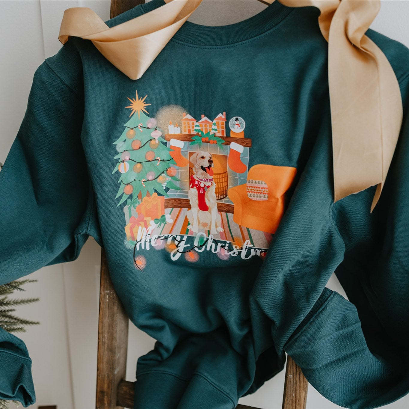 New: Personalization Printed Pet Portrait Organic Christmas Jumper!