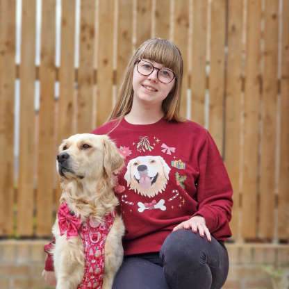Custom Printed Pet Portrait Organic Christmas Jumper