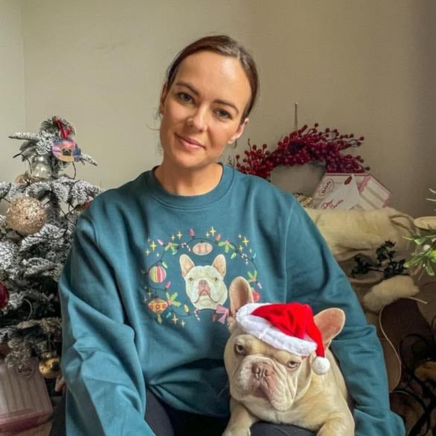 Custom Printed Pet Portrait Organic Christmas Jumper