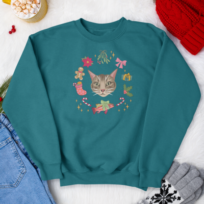 Custom Printed Pet Portrait Organic Christmas Jumper
