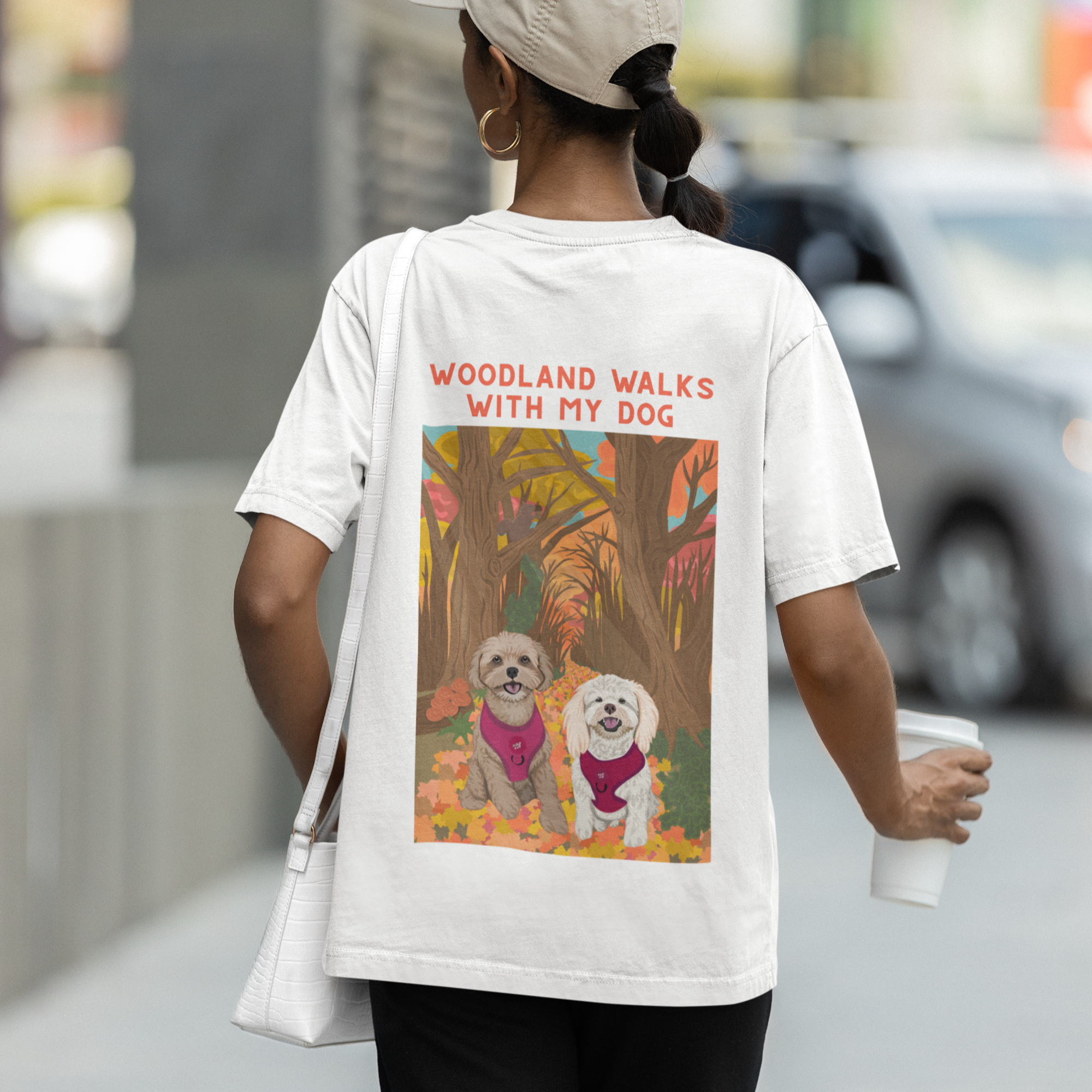 Personalization Printed Pet Portrait Autumn Walks Organic Sweatshirt,T-shirt