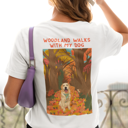 Personalization Printed Pet Portrait Autumn Walks Organic Sweatshirt,T-shirt