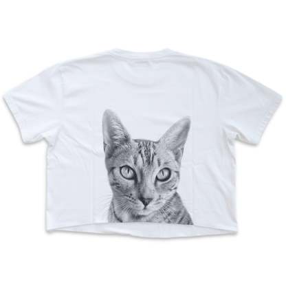 Pet-In-Pocket Cropped Tee - Pocket & Back Graphic
