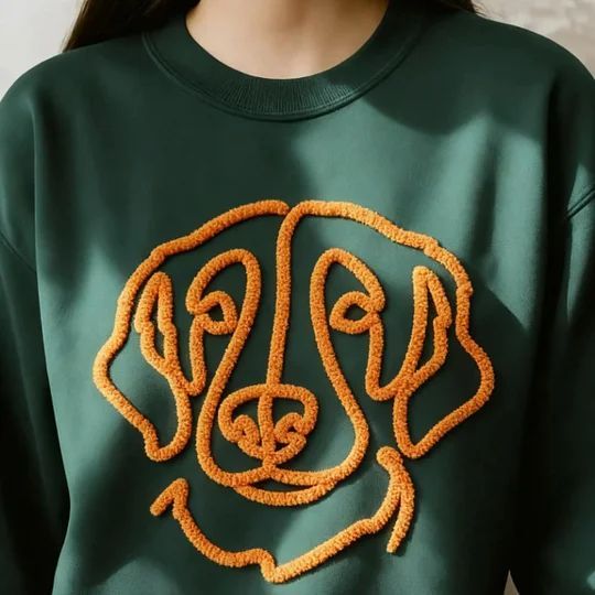 Custom Chenille Yarn Embroidered Pet Sweatshirt, Embroidered Pet Portrait, Gift For Dog Dad/Mom