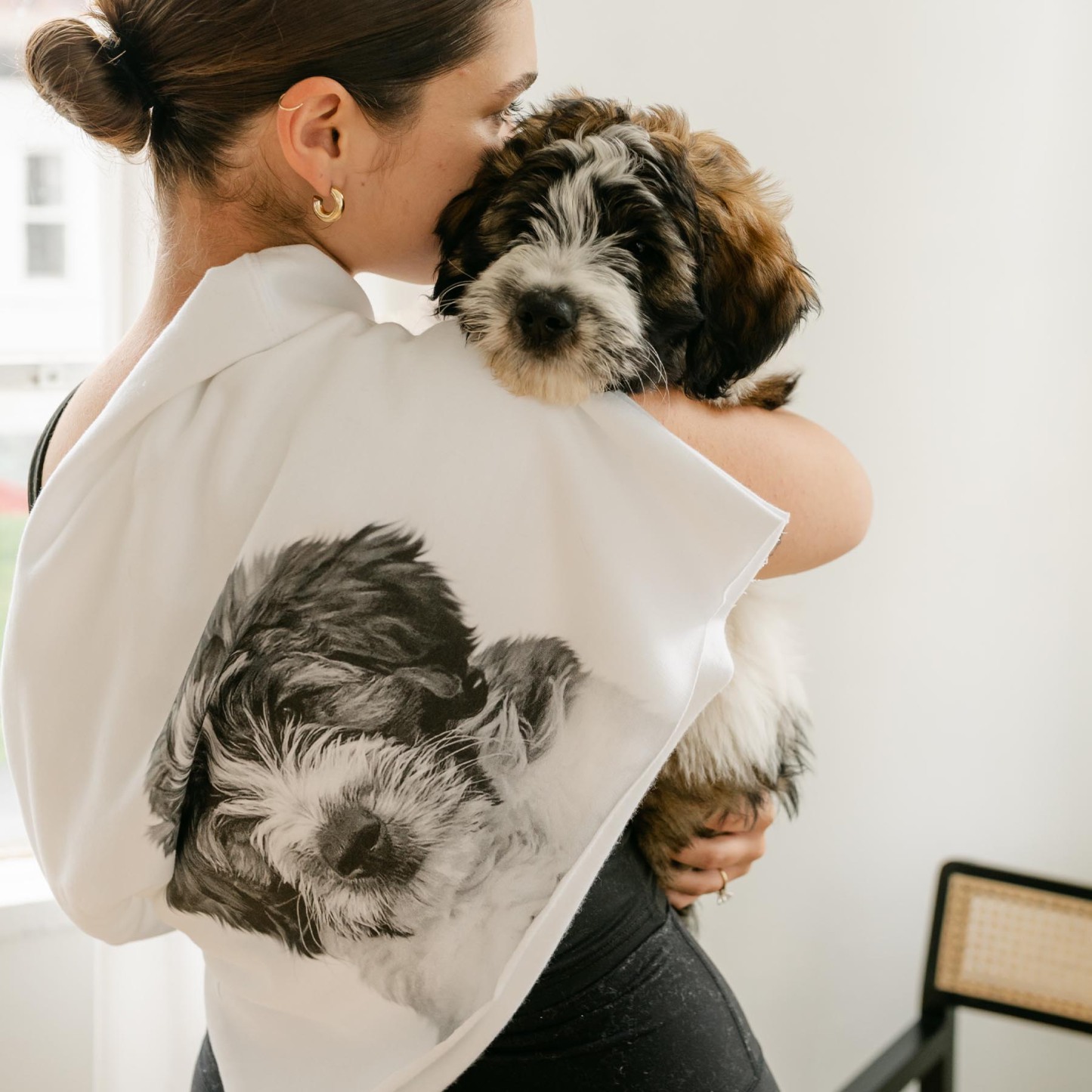 Pet-In-Pocket Cropped Tee - Pocket & Back Graphic