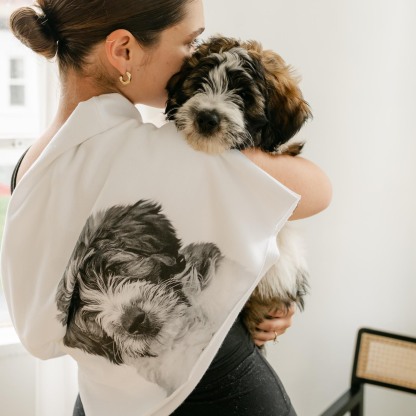 Pet-In-Pocket Cropped Tee - Pocket & Back Graphic