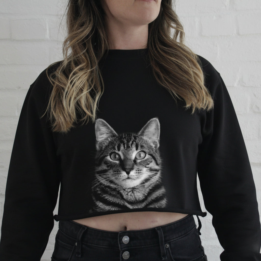 Pet-In-Pocket Cropped Tee - Pocket & Back Graphic