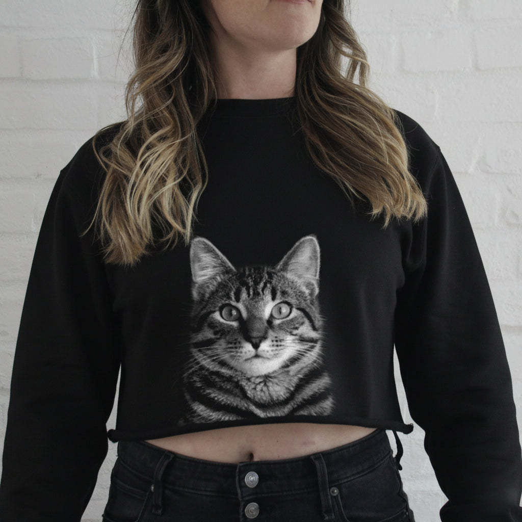 Pet-In-Pocket Cropped Tee - Pocket & Back Graphic