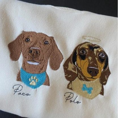 Custom Pet Color Embroidered Sweatshirt T-Shirt - Multiple Pet Portraits Available