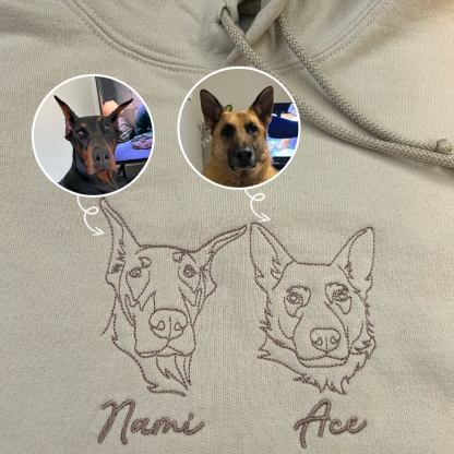 Custom Pet Portrait Embroidered Hoodie Using Pet Photo