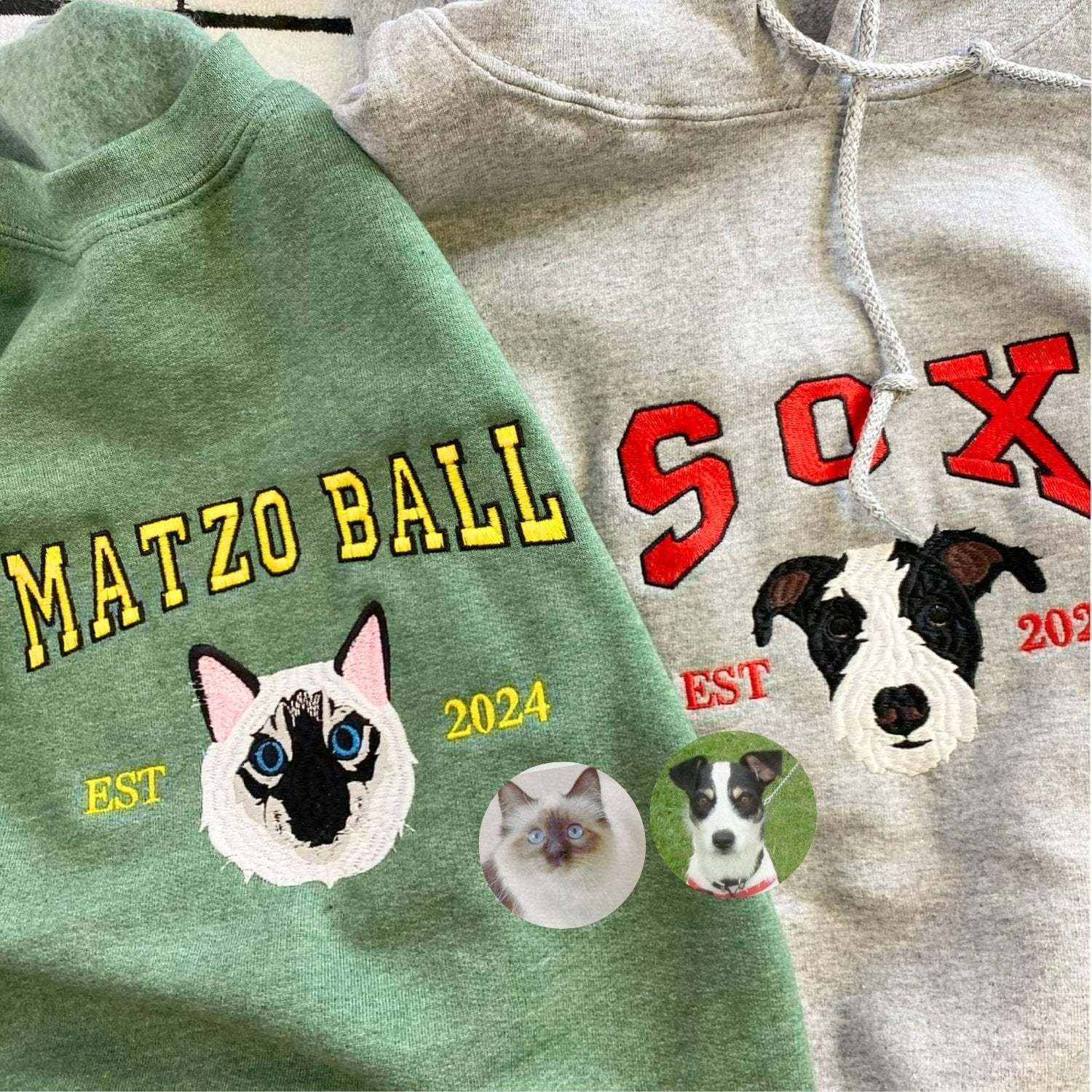 Custom Embroidered Sweatshirt With Pet Portrait
